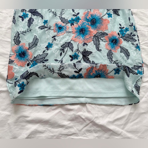 Guess Light Blue Lace Embroidered Sheath Dress | Sweetheart Neckline | Size 4 - Picture 10 of 17